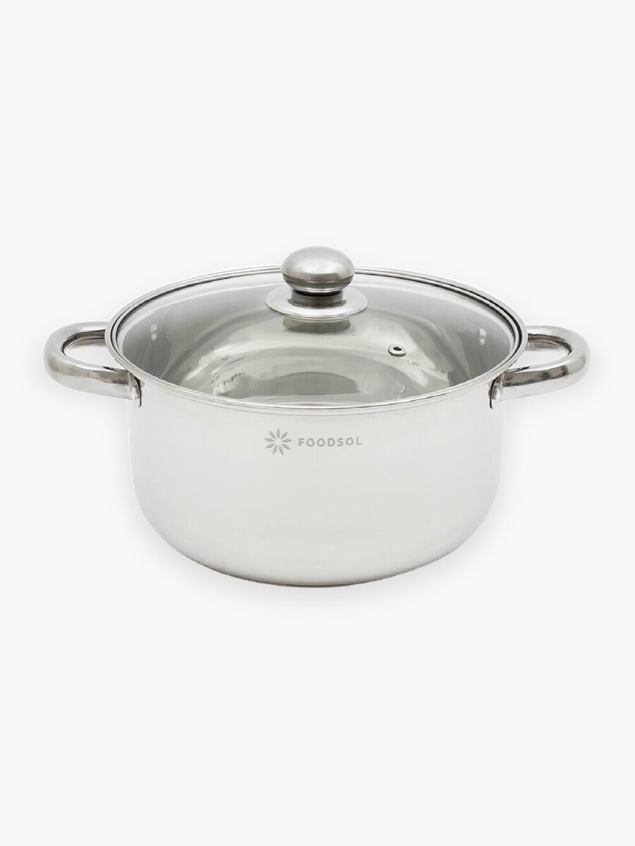 Кастрюля из нержавеющей стали со стеклянной крышкой 3 л