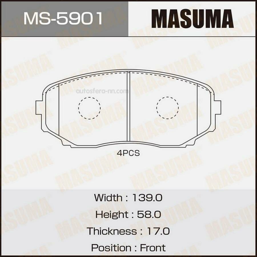 MASUMA MS5901 Колодки дисковые MASUMA, AN-736K, NP5015, P49040 front (1/12)