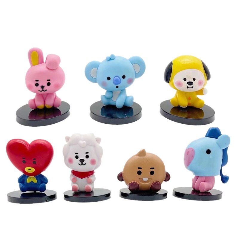 Фигурки для украшения торта BTS BT21, 7 шт, игрушки, подарок, монитор для малыша