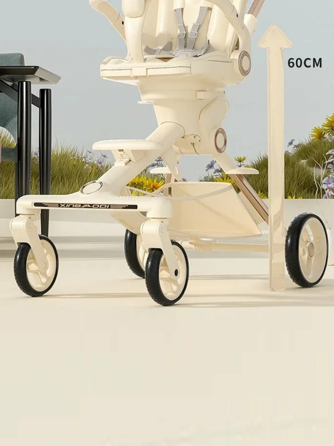 Детская коляска Dron, складная, механизм книжка, резиновые колеса — фото 1