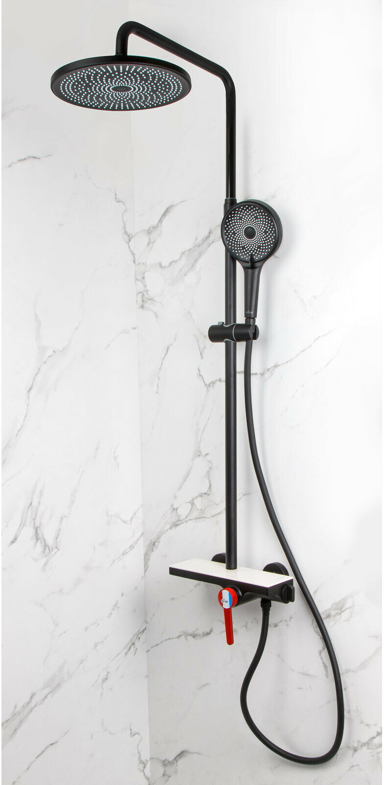 Душевая система с тропическим душем без излива D35 a-five Rose черный/красный (А5-1040)