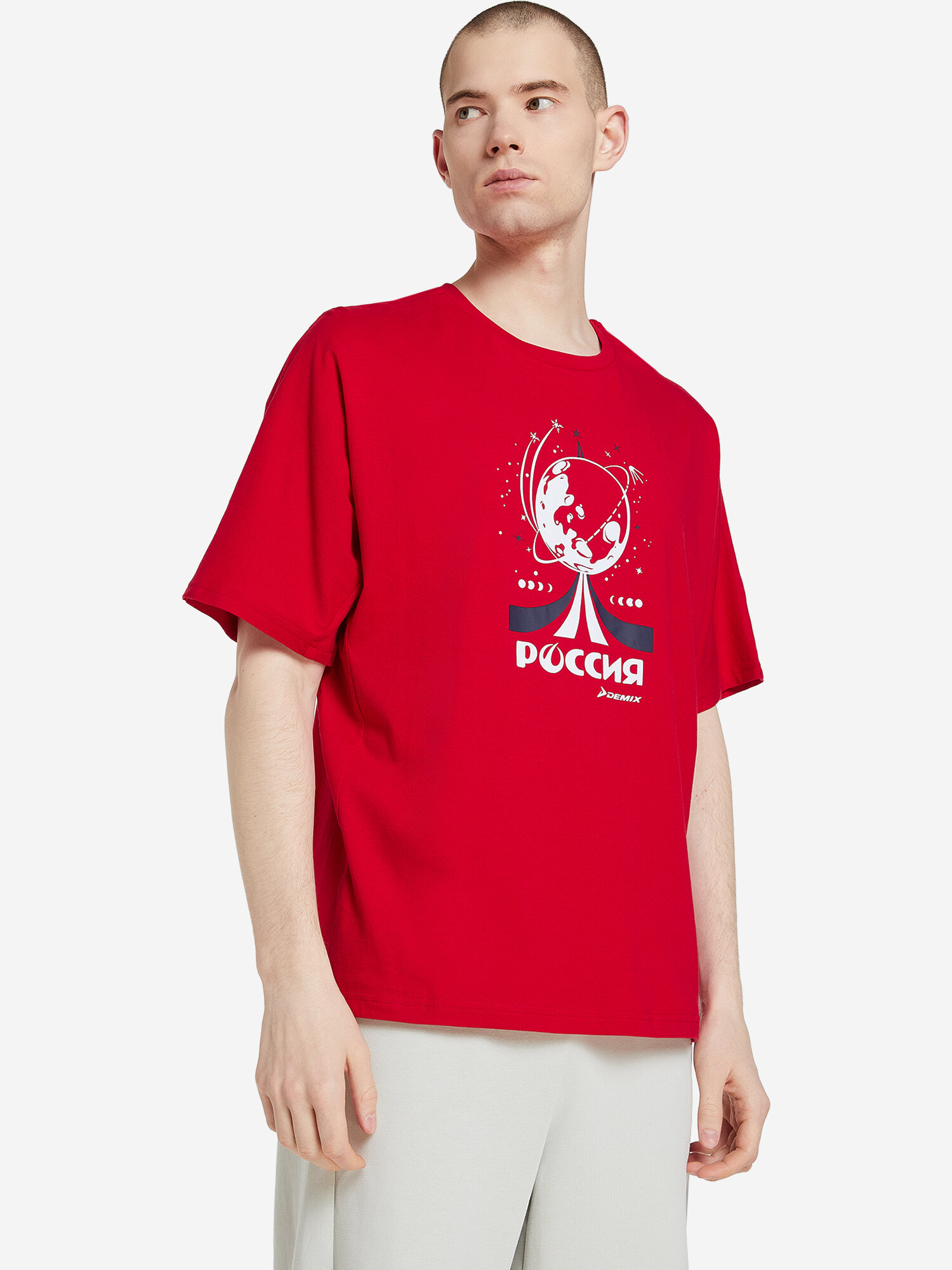 Футболка спортивная Demix M Russian Team T-shirt, размер 44/46, красный
