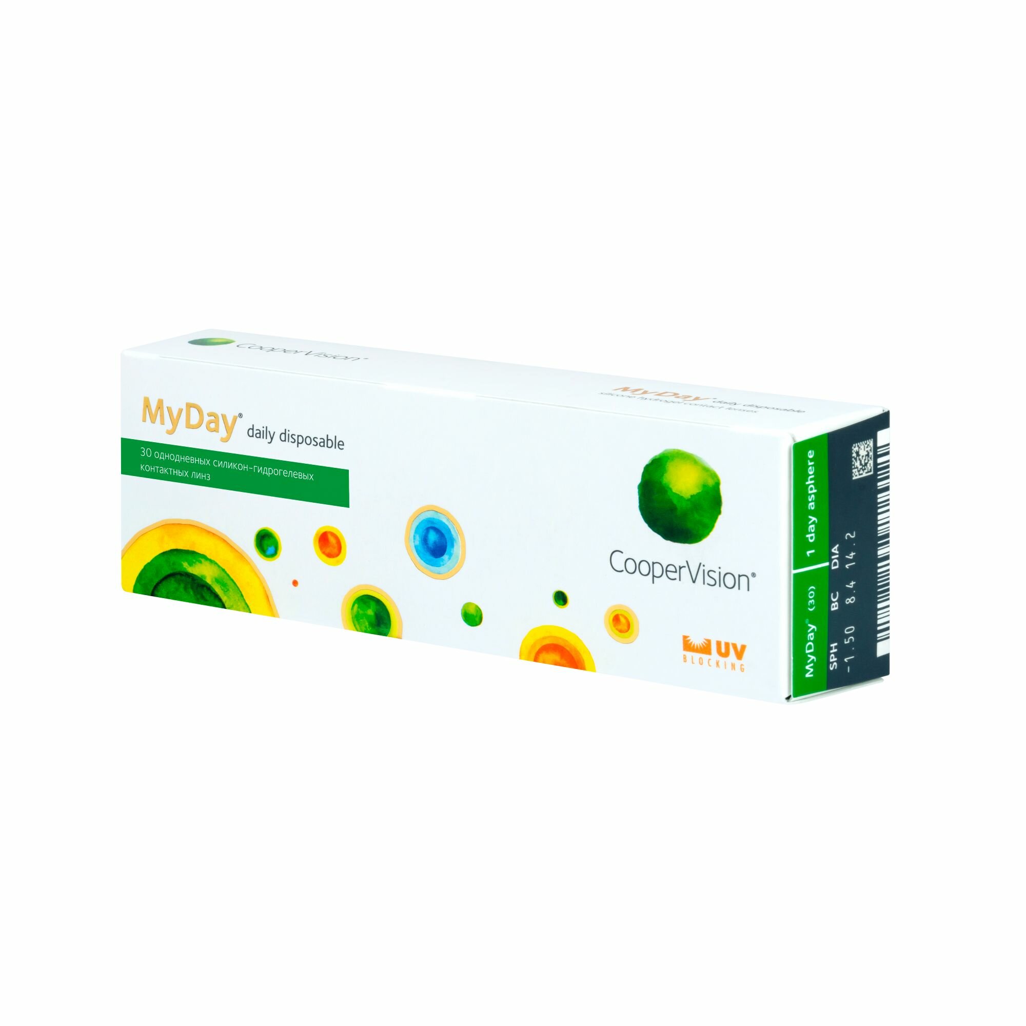 Контактные линзы CooperVision MyDay daily disposable, 30 линз / 8.4 / -1.50 — фото 1
