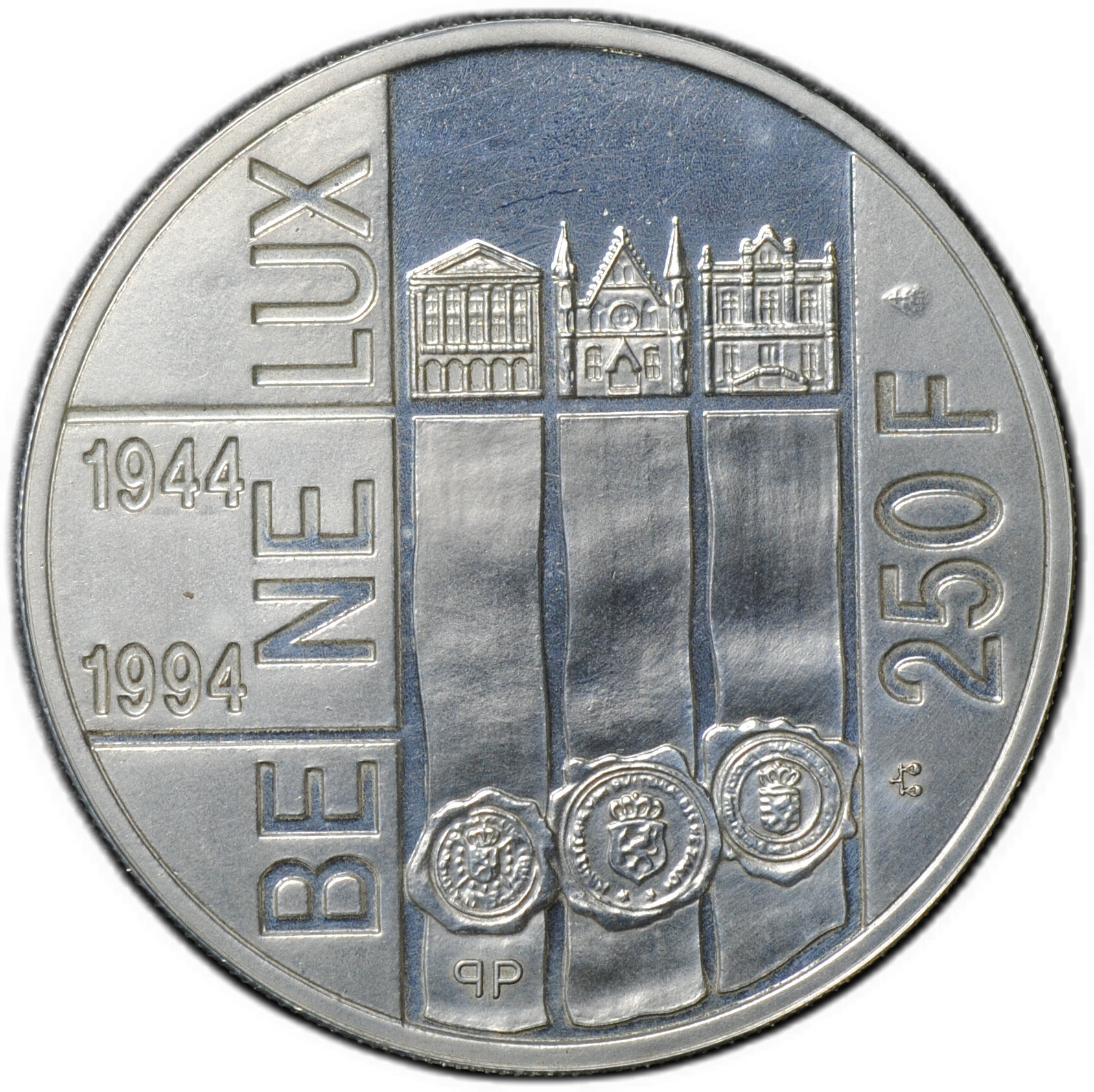 Монета 250 франков 1994 50 лет договору Бенилюкс Бельгия