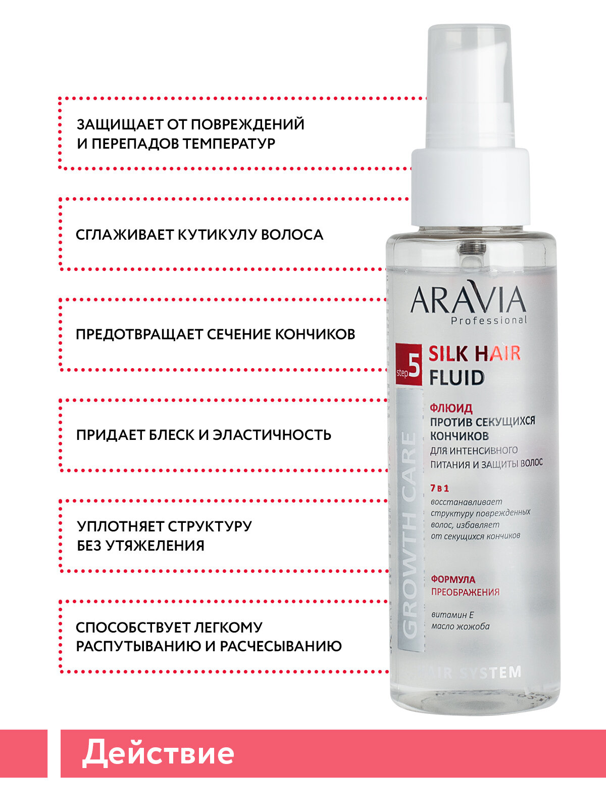 ARAVIA Флюид против секущихся кончиков для интенсивного питания и защиты волос Silk Hair Fluid, 110 мл — фото 1