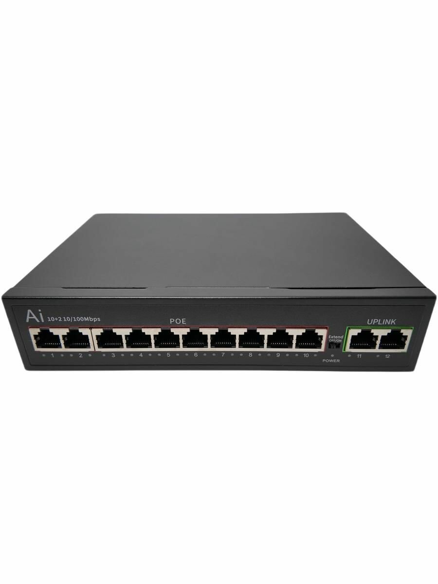 Коммутатор POE 1012B на 12 портов 10/100M (10+2) - Порт POE RJ45:10*10/100 Мбит/с