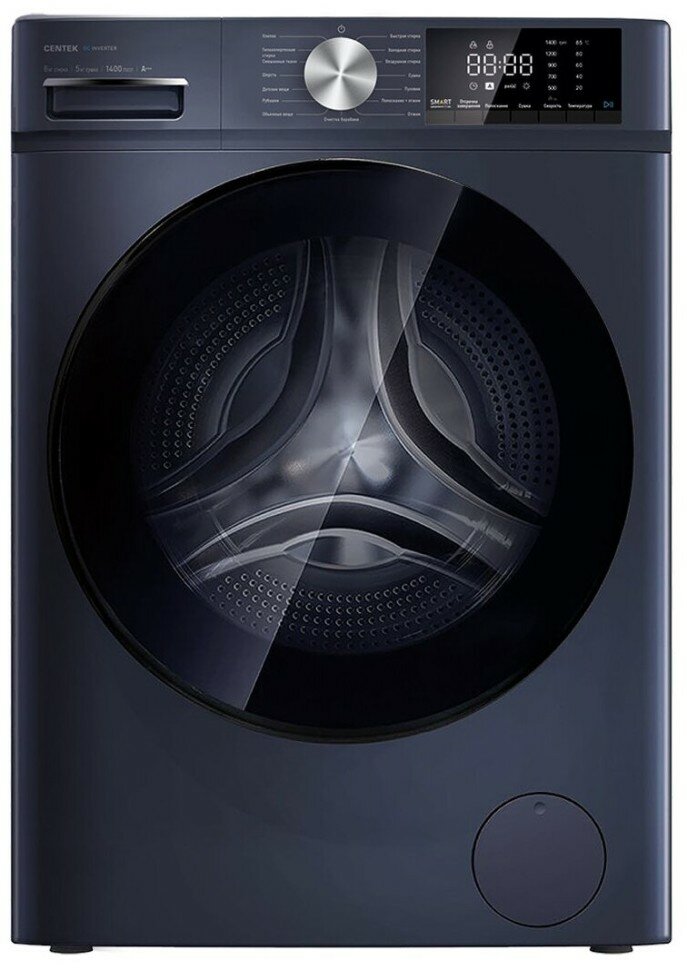 Стиральная машина Centek CT-1954 (черный) 600х520х847мм 1400об 8кг/5кг стирка/сушка Inverter A+++