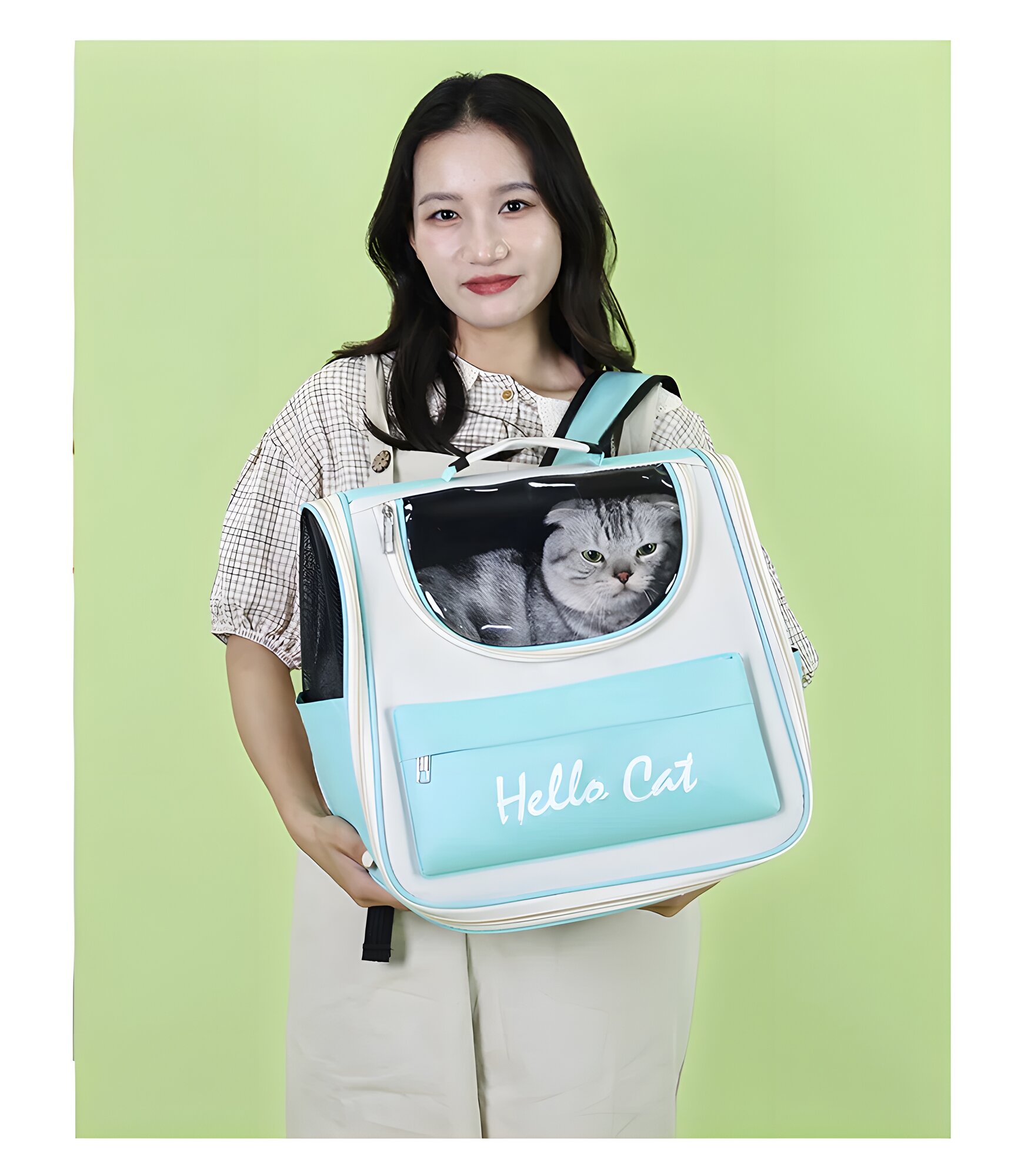 Изображение Переноска-рюкзак, для домашних животных, с окошком, дышащая сетка, серая