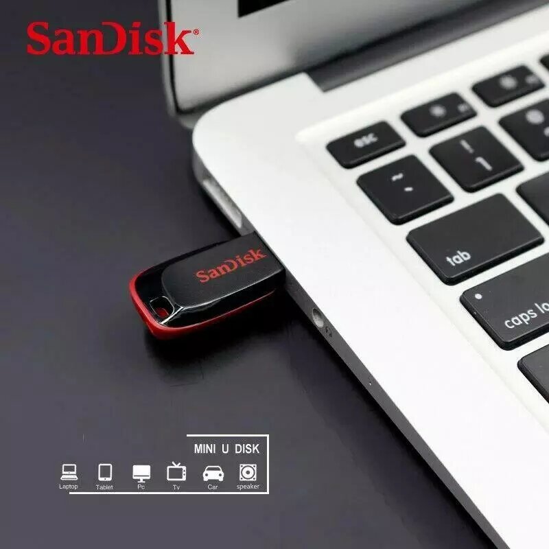 Флеш-накопитель SanDisk "Cruzer Blade", 64 GB, черный/красный, microUSB — фото 1