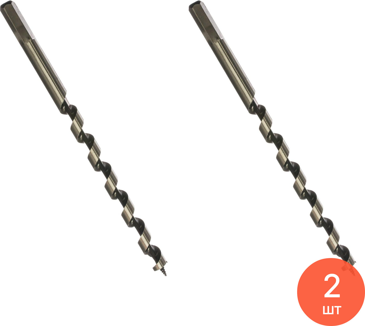 Сверло по дереву Matrix / Матрикс Левиса винтовое шестигранный хвостовик из инструментальной стали диаметр 12мм длина 230мм / инструменты (комплект из 2 шт)