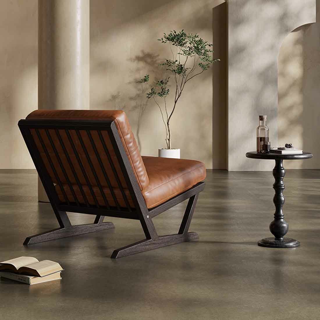 Дизайнерское кожаное кресло Bruce Chair без подлокотников (коричневый) — фото 1