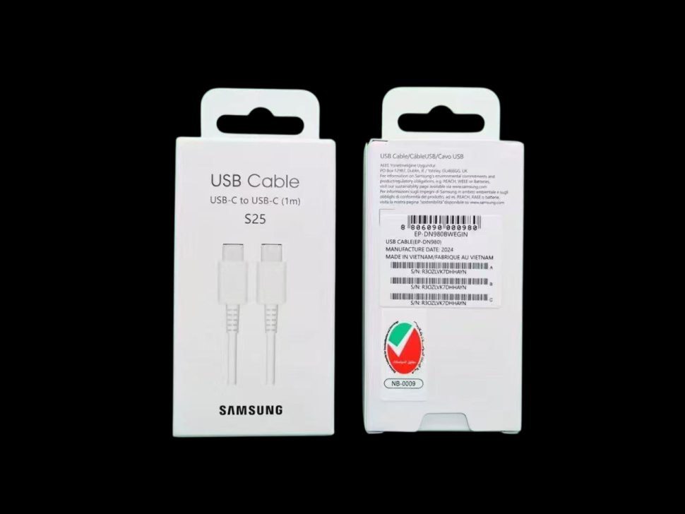 Кабель Samsung S25 TYPE-C - TYPE-C (1m) White (Белый) Original