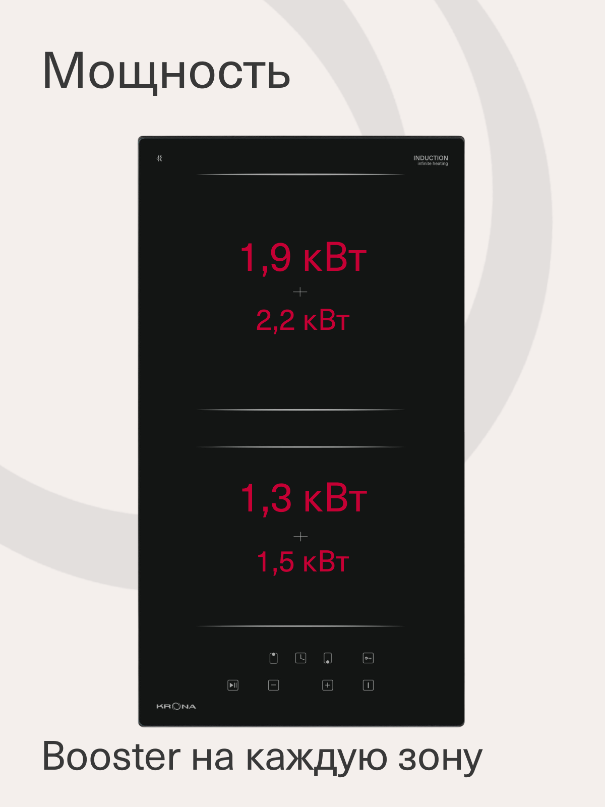 Картинки Варочная поверхность KRONA REMO 30 BL встраиваемая индукционная черная