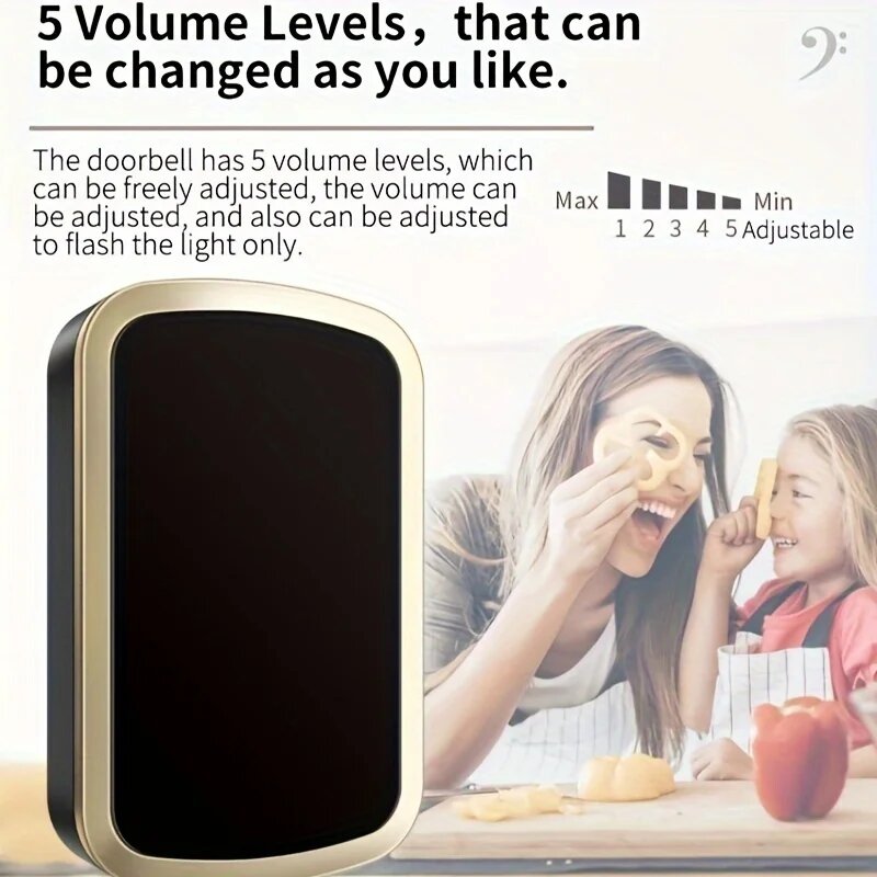 Изображение Умный беспроводной дверной звонок Xiaomi, комплект дверного звонка, водонепроницаемый с автономным питанием, 300 м/984 футов, пульт дистанционного управления, 60 песен, мелодия, звук, домашняя безопасность All White