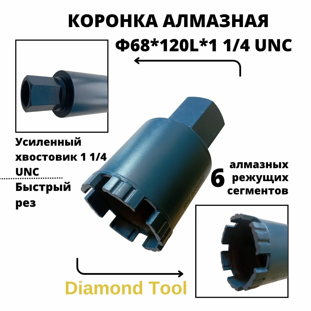 Алмазная коронка для установки подрозетников 68мм 120мм 1 1 4 UNC  Diamond Tool