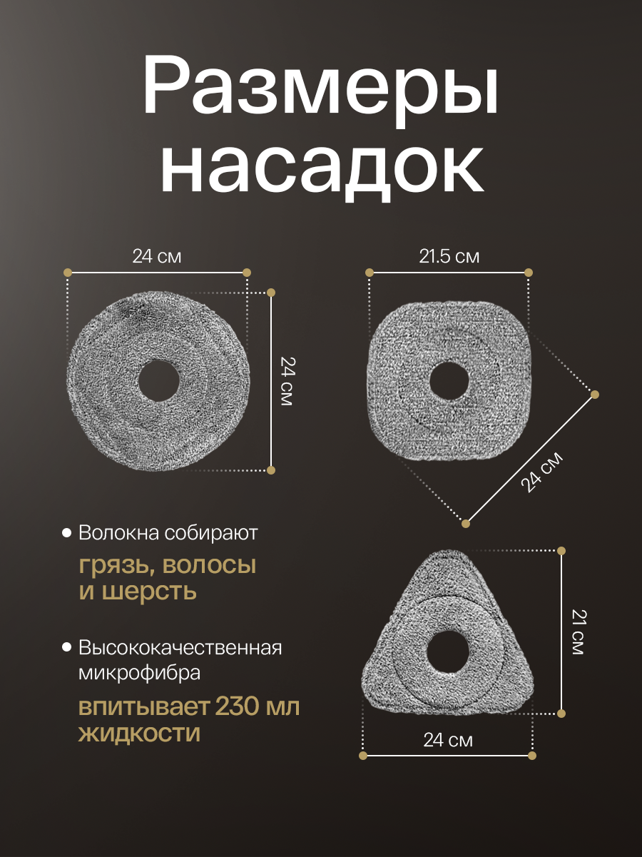 Изображение Набор тряпок для умной швабры, набор из 3 штук, салфетки для уборки, тряпки для пола из микрофибры