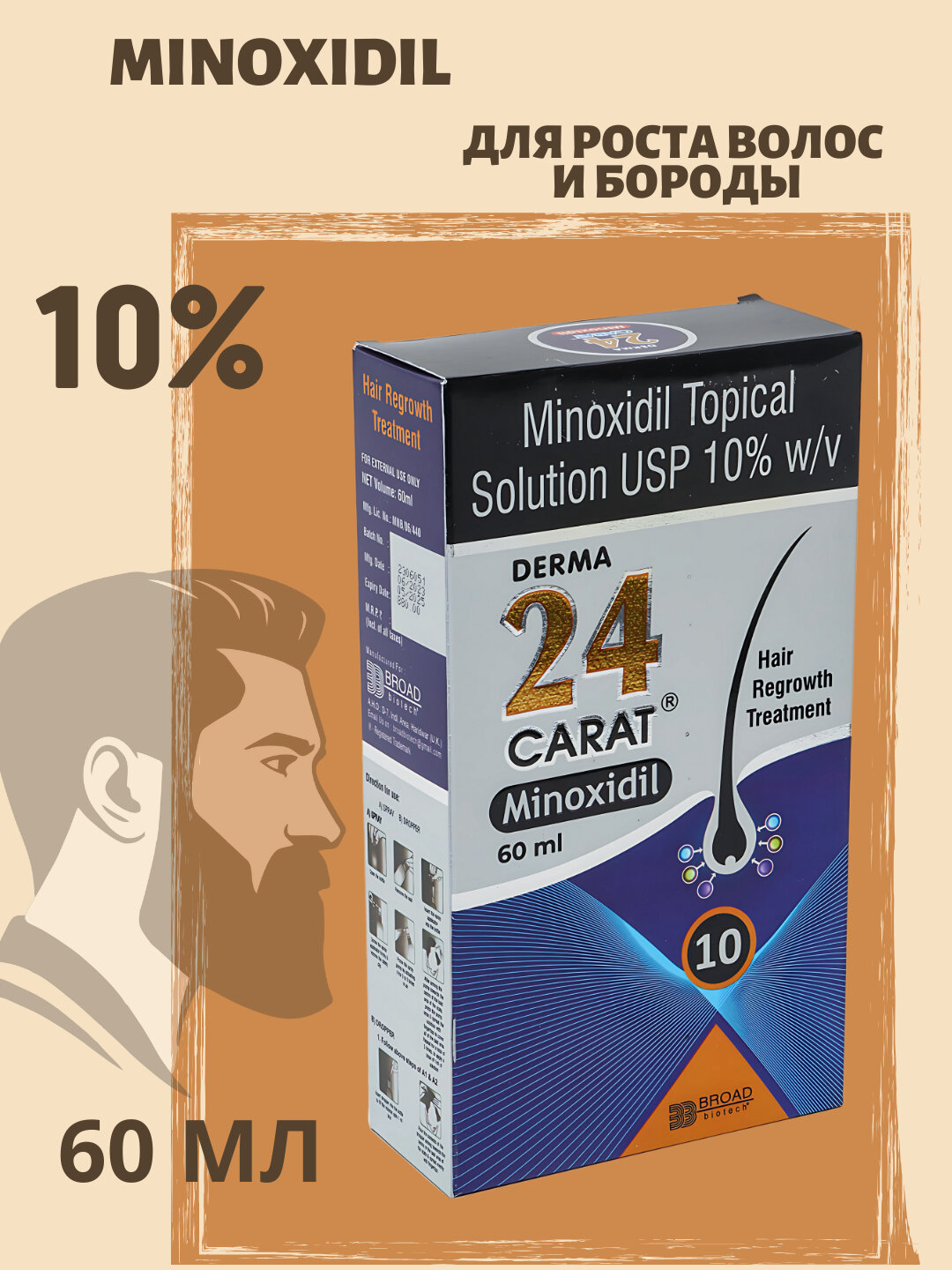 Миноксидил 10 Mitoxess Minoxidil Topical Solution USP, для роста волос и бороды