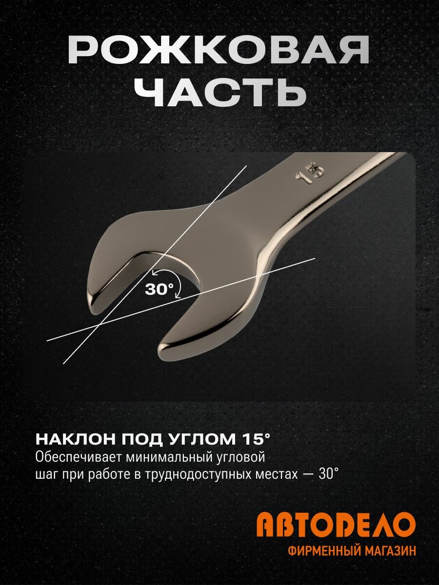 Набор ключей 22 шт, комбинированные "Черная Сталь", рожковые/накидные , инструмент для автомобиля, АвтоDело 35220 — фото 1