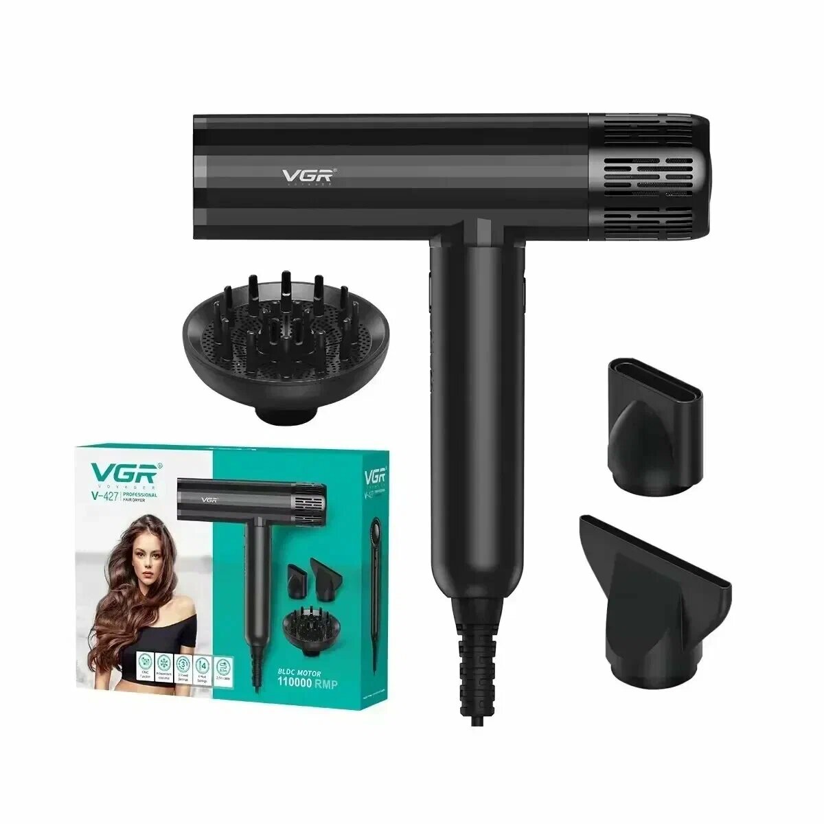 Фен VGR V-427, 1600W, 4 температурных режима, защита от перегрева, подача холодного воздуха