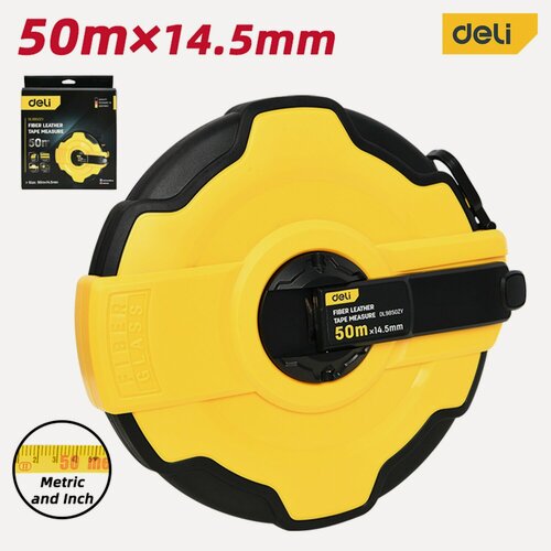 Изображение товара Мерная лента Deli DL9850ZY (50м*14.5мм, ударопрочный корпус, полотно из стекловолокна и ПВХ)