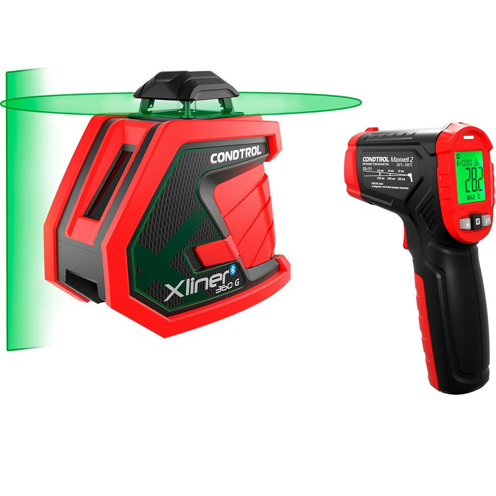 Лазерный уровень CONDTROL XLiner 360 G + Пирометр CONDTROL Maxwell 2 1-2-353
