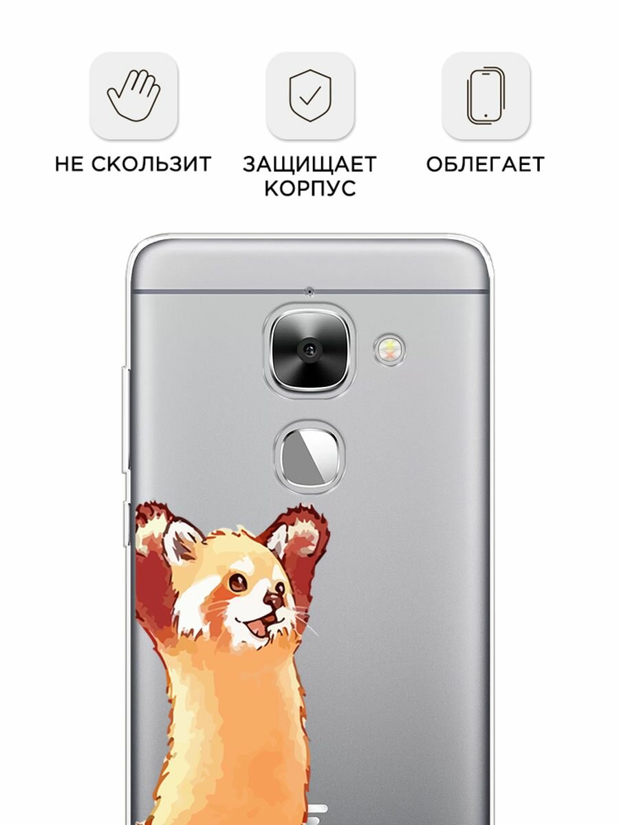 Чехол на LeEco Le 2/2 pro / Лееко Ле 2/2 про с принтом "Красная панда в полный рост", прозрачный — фото 1