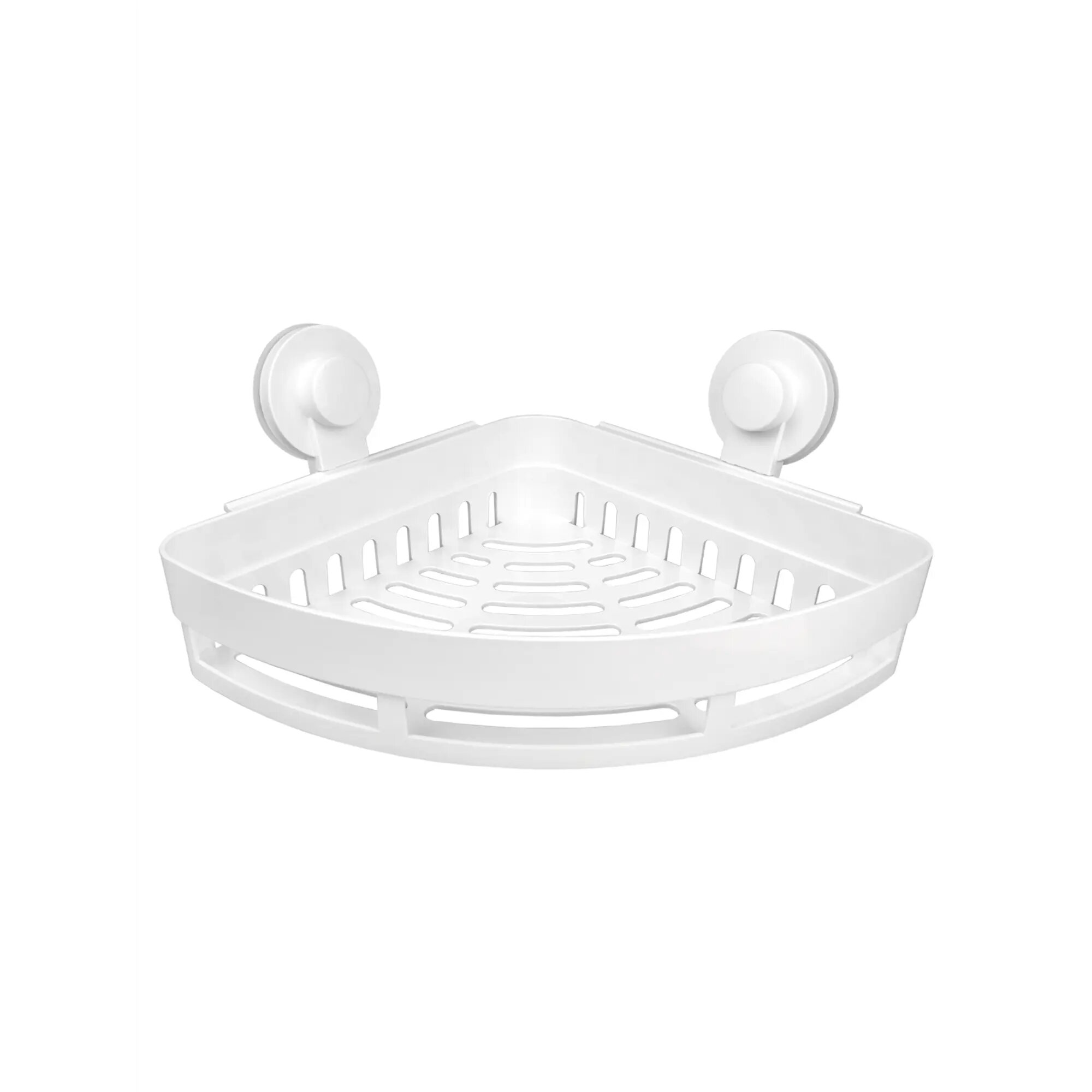 Полка 1-ярусная угловая на присосках навес easy пластик белый