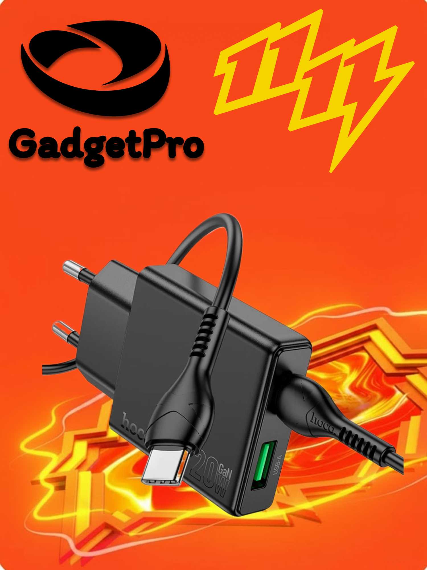 Зарядное устройство Hoco N38 Delgado PD20W + QC3.0 EU набор: быстрая зарядка, современный дизайн.