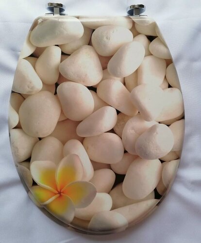 Изображение товара Крышка-сиденье на унитаз деревянная МДФ Галька, крепеж регулируется 14-21 см