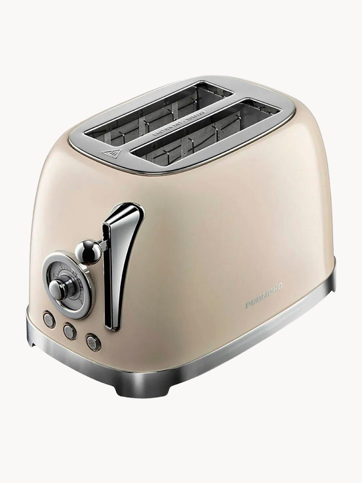 Тостер Redmond T909 800 Вт, 6 степеней поджаривания, металлический корпус, механическое управление, подогрев и разморозка, выдвижной подднон для крошек и экстра-подъем, автоотключение, бежевый