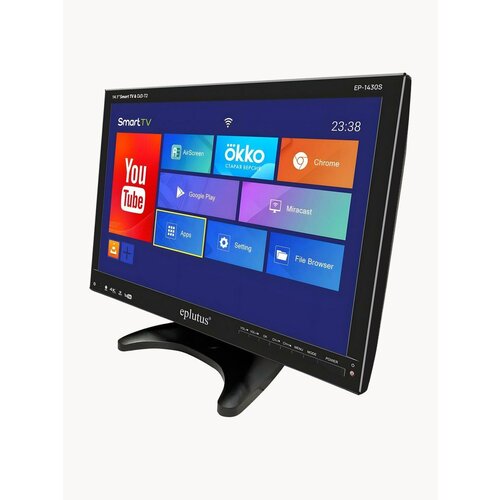 Маленький умный ручной телевизор смарт телевизор на Android 12 Eplutus Mod EP-1430S 14 цветной TFT ЖК черный Встроенный аккумулятор 2500 m 18335₽