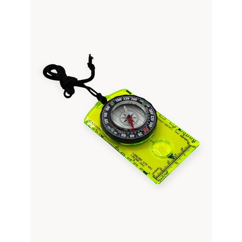 Жидкостный туристический компас c лупой, и линейкой, размер 10х6см