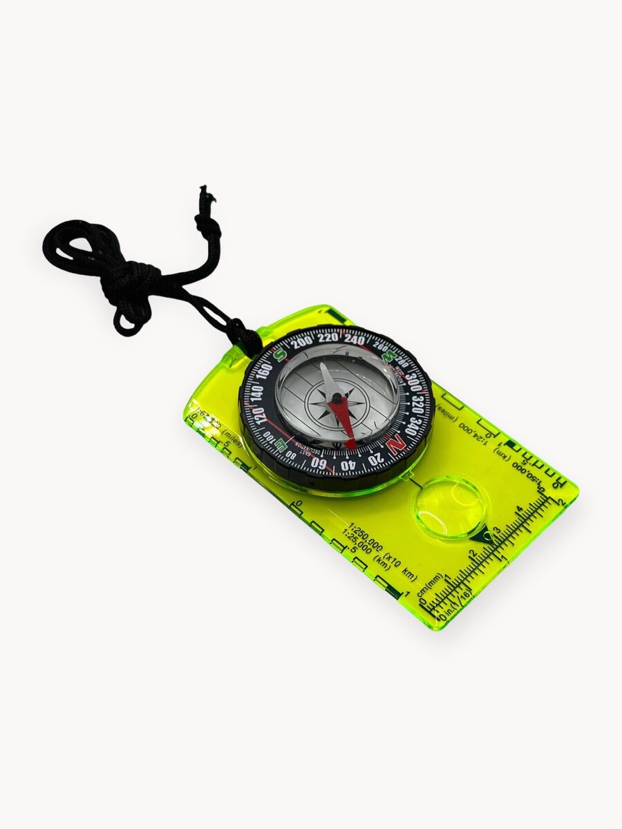 Жидкостный туристический компас c лупой, и линейкой, размер 10х6см