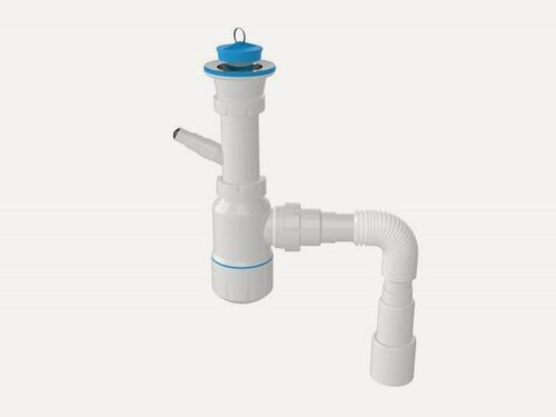 Изображение товара Сифон для умывальника выпуск D70 гибкая труба 1 1/2"- 40/50 мм AV ENGINEERING отвод для стиральной машины (AVE129753)