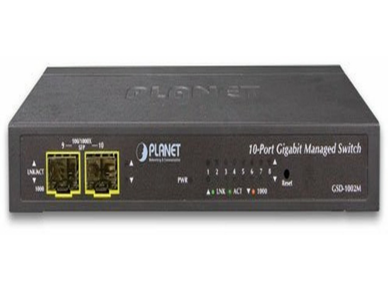 Коммутатор коммутатор/ PLANET IPv4/IPv6 Managed 8-Port 10/100/1000Mbps + 2-Port 100/1000X SFP Gigabit Desktop Ethernet Switch (POE PD, External PWR)
