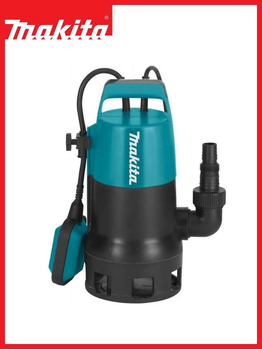 Погружной дренажный насос для грязной воды Makita PF0410 Макита, 140 л/мин, 400 Вт, глубина погружения 5м