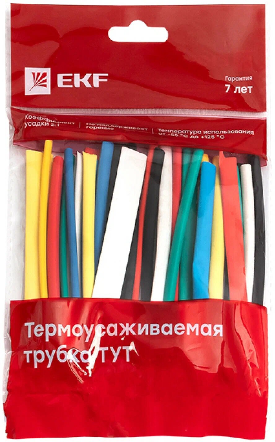 Набор трубок термоусадочных ТУТ 3/1.5; 4/2; 5/2.5; 6/3; 8/4 (6 цветов по 5шт 100мм) PROxima EKF tut-n-3-r