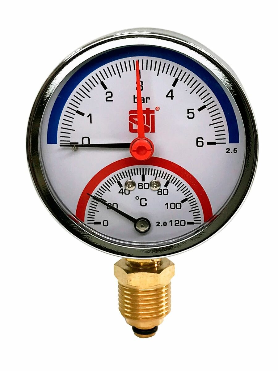 Термоманометр радиальный STI 80 120C 6 bar (G 1/2