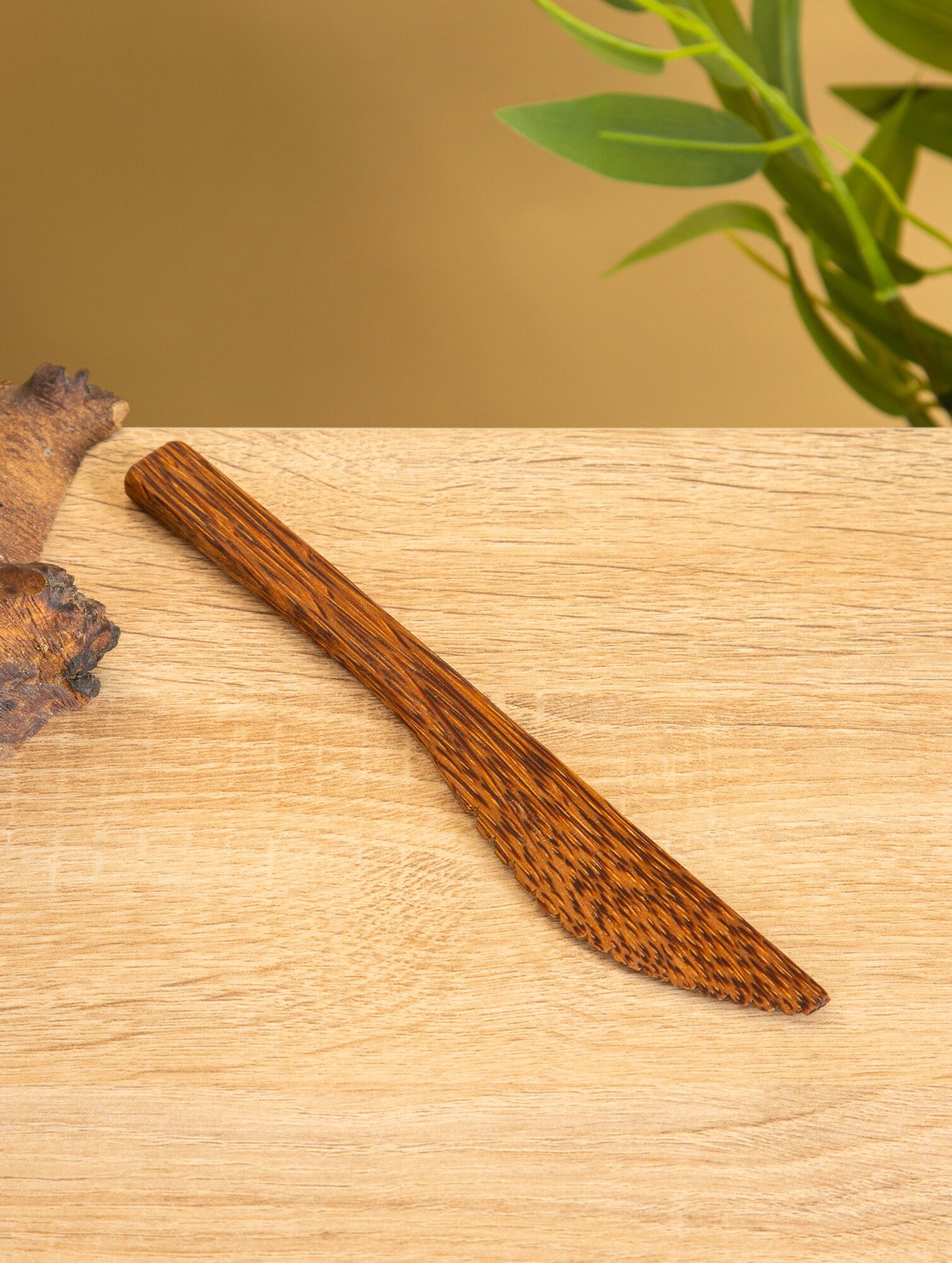 Нож кухонный для нарезки закусок, 19 см, кокос, цвет коричневый