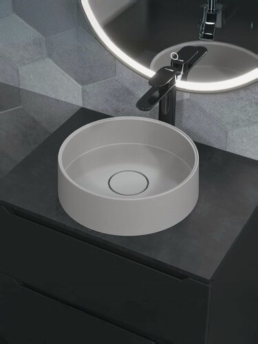 Изображение товара Раковина для ванной накладная кварцевая Uperwood Tanos Quartz 35 см, круглая, "жасмин"