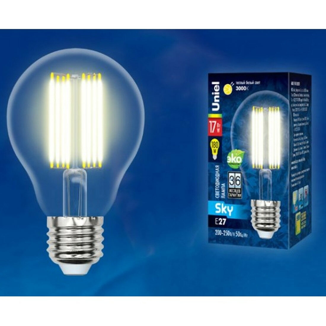 Лампа Uniel LED-A70 E27 17Вт теплый свет грушевидная
