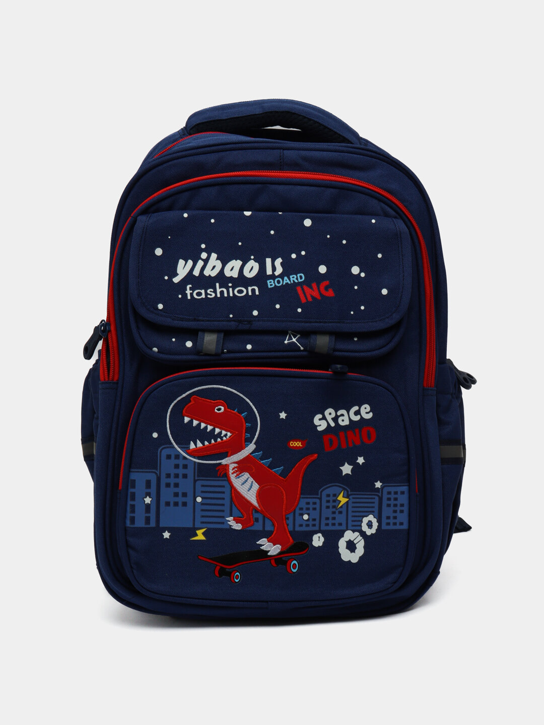Детский рюкзак с дизайном Space Dino, ортопедическая спинка, водонепроницаемая ткань, синий/темно-синий