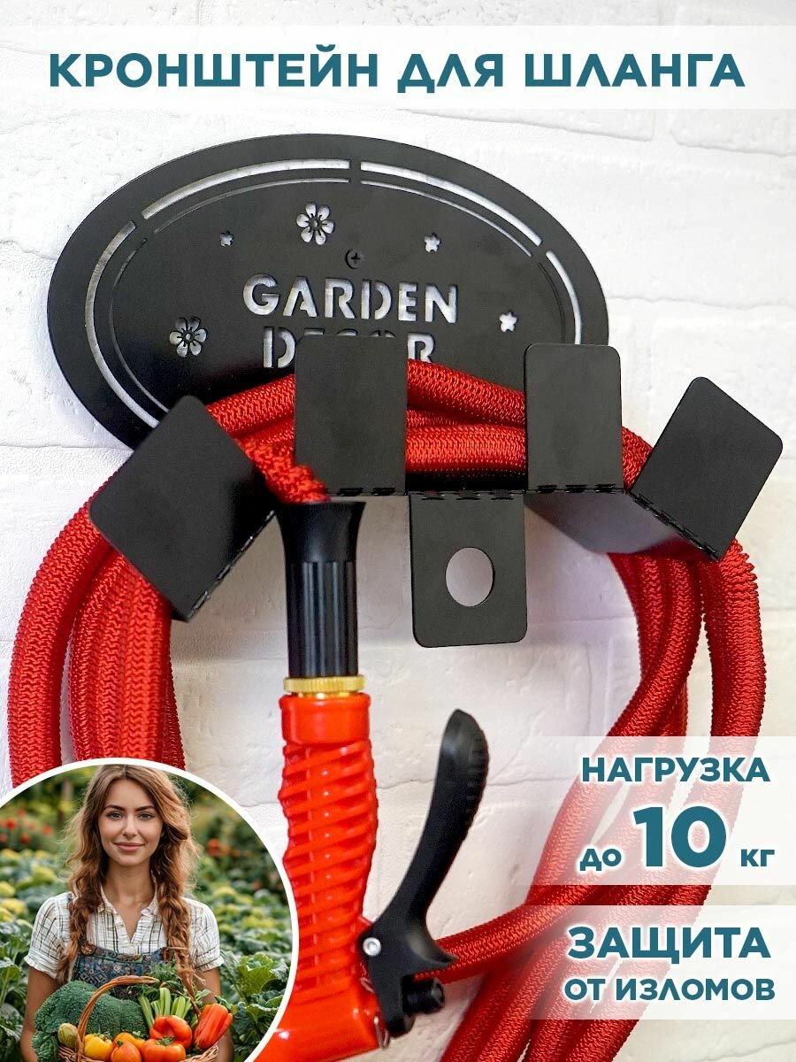 Кронштейн для шланга поливочного настенный металлический 802-041