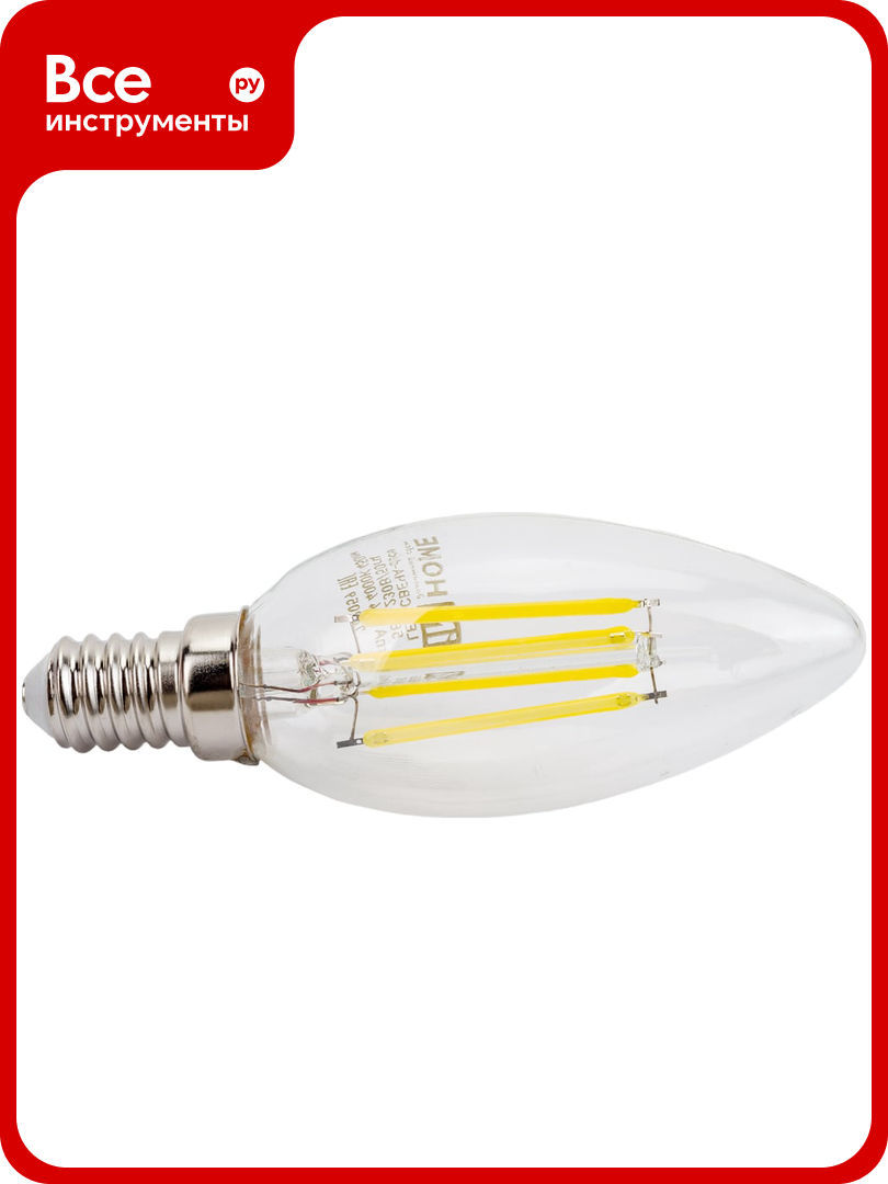 Светодиодная лампа IN HOME LED-СВЕЧА-deco 5Вт 230В Е14 4000К 450Лм 4690612007571