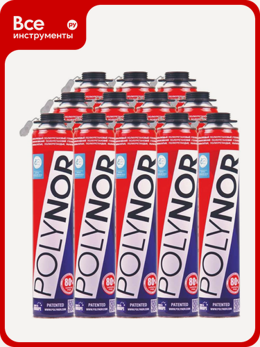 Изображение товара Комплект Напыляемый утеплитель Polynor 12 шт. ПТ000000027 универсальный для дерева, бетона и металла, быстрое