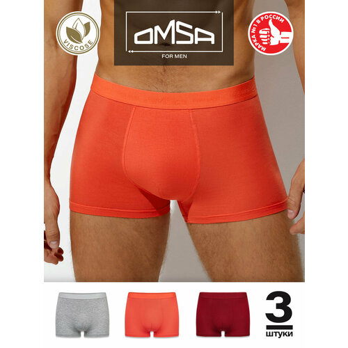 фото Трусы omsa, размер 54(3xl), серый, коралловый, бордовый