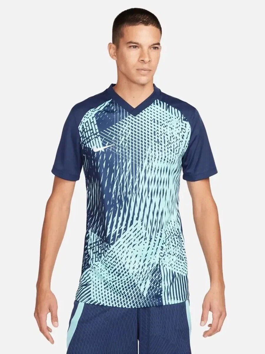 Футболка спортивная NIKE Dri-FIT Precision 6 JSY SS, размер L, синий-зеленый