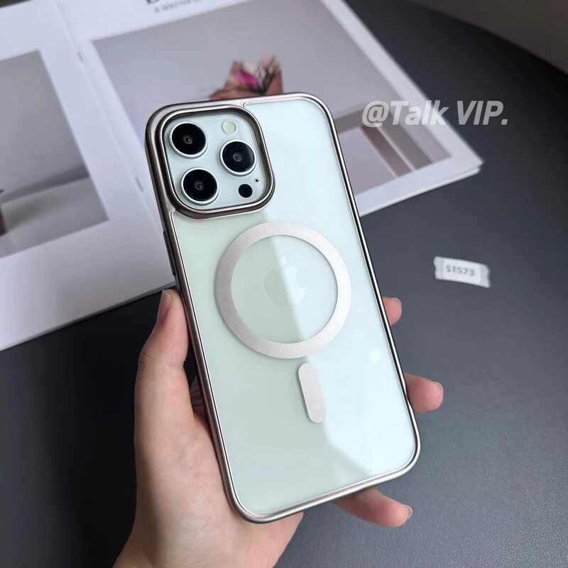 IPhone 16 Pro Max Protective Case -Magsafe Transparent Pouch, титанические узоры