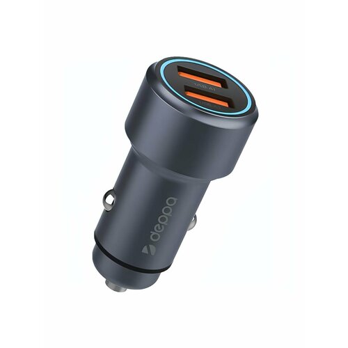 Автомобильное зарядное устройство 2xUSB-A, QC 3.0, 36Вт, металл, серый, Deppa, 11222