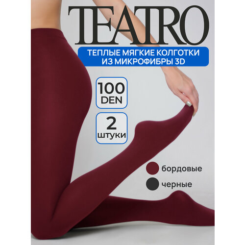 фото Колготки teatro, 100 den, 2 шт., размер 1, черный, бордовый